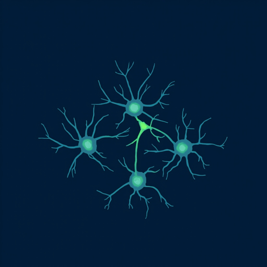 Ilustración de neuronas y señales eléctricas usada para acompañar un estudio sobre regeneración de axones en un modelo humano de cerebro y médula espinal.