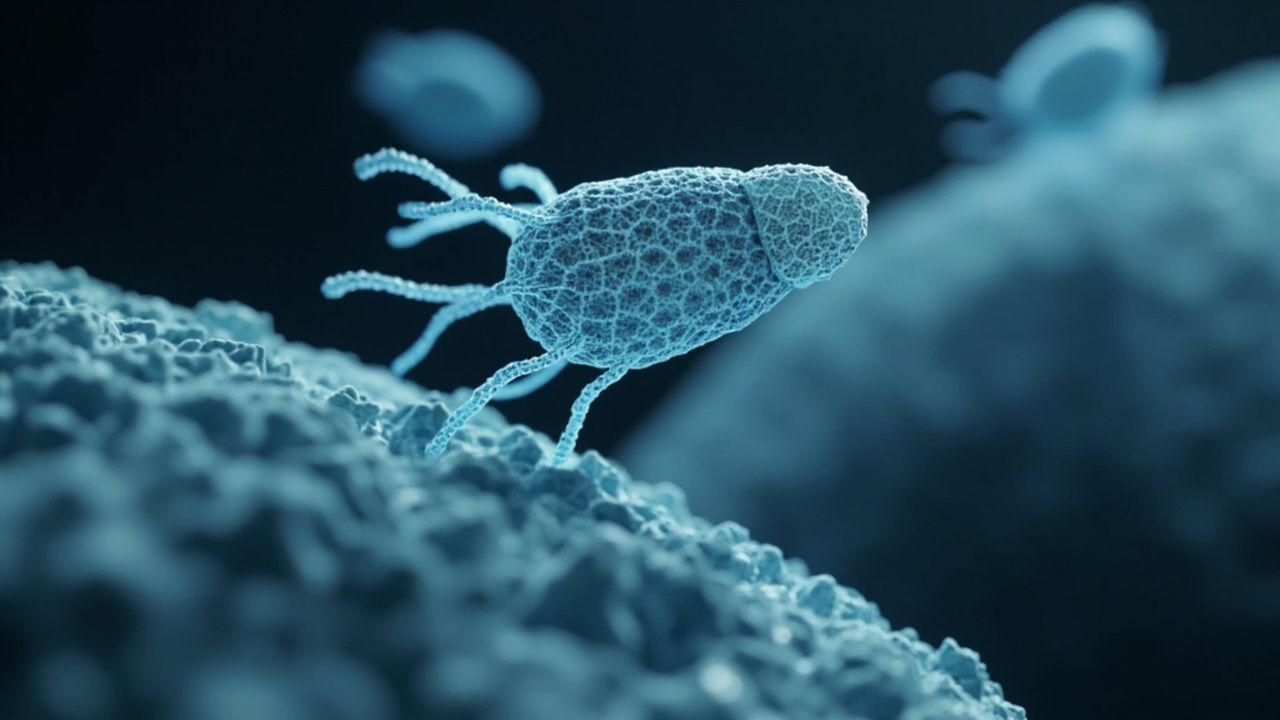 Imagen editorial generada por IA sobre La IA diseña bacteriófagos completos que funcionan en el laboratorio.
