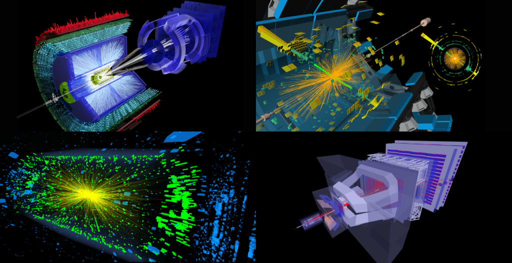 Sala de control y visualización de los cuatro grandes experimentos del LHC durante el cierre de su etapa actual de colisiones.