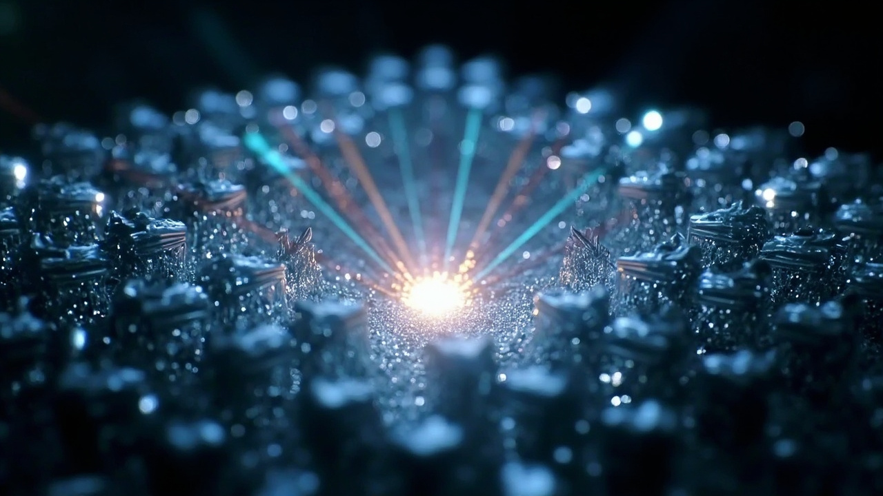 Imagen editorial generada por IA sobre La luz escribió memoria magnética en antiferromagnetos sin usar electricidad.