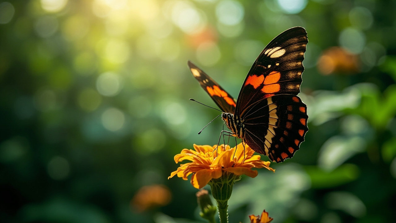 Imagen editorial generada por IA sobre Las mariposas Heliconius viven más y envejecen más lento que sus parientes cercanos.