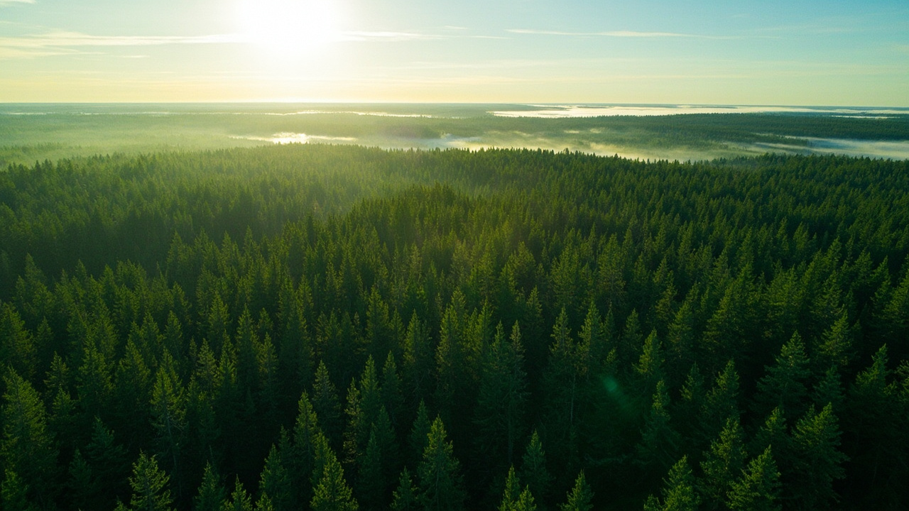 Imagen editorial generada por IA sobre La productividad de los bosques, más que el calentamiento, define el sumidero de carbono en Eurasia del norte.