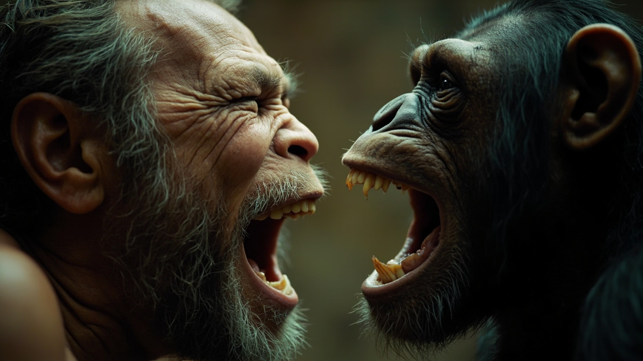 Imagen editorial generada por IA sobre La risa humana conserva un ritmo compartido con los grandes simios.