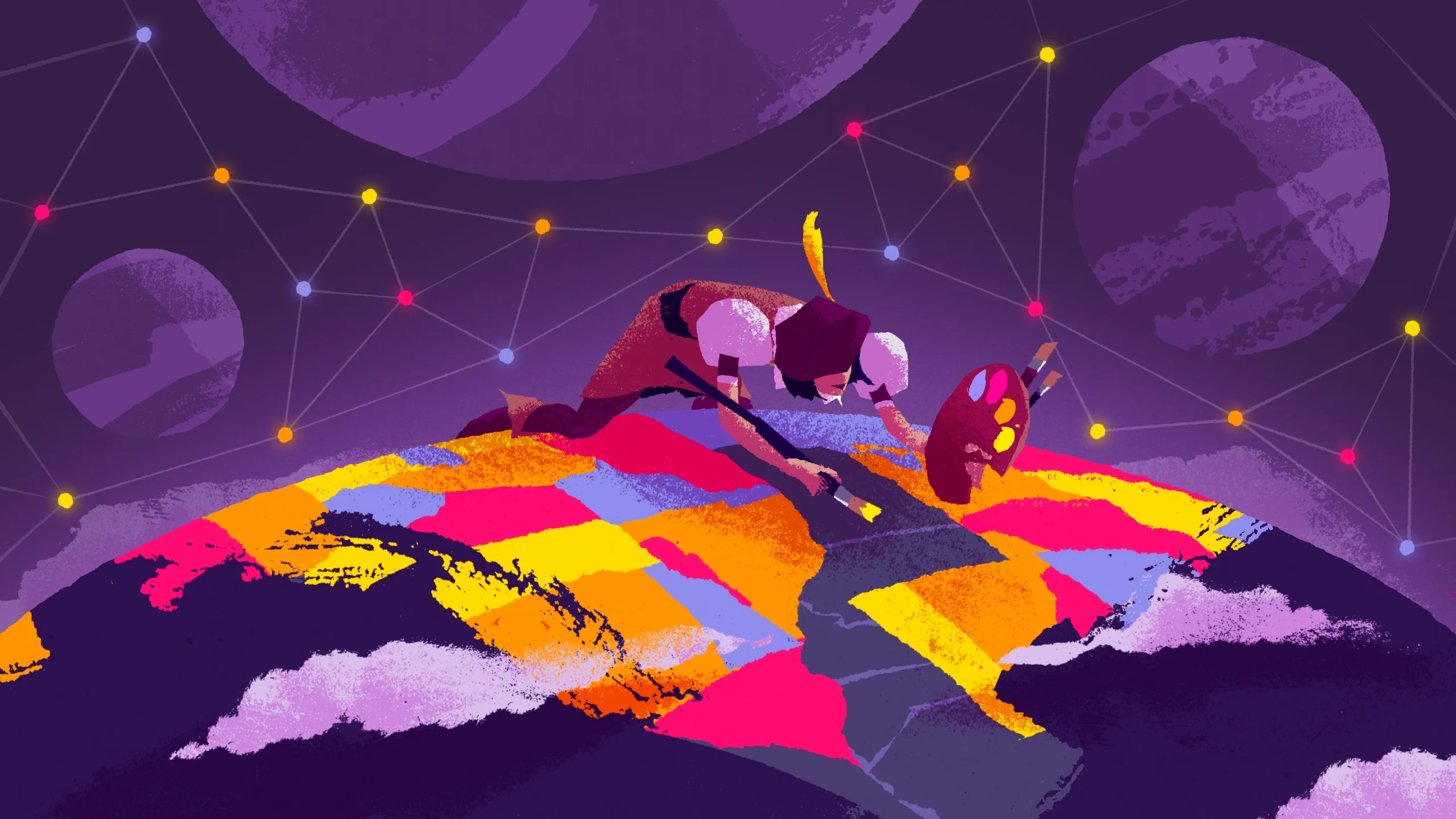 Ilustración de un mapa dividido en regiones de distintos colores.